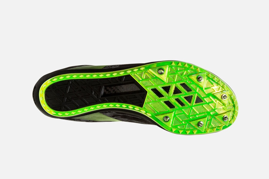 Brooks Israel ELMN8 v5 Spikes Shoes Mens - Black/Green - HZB-853921